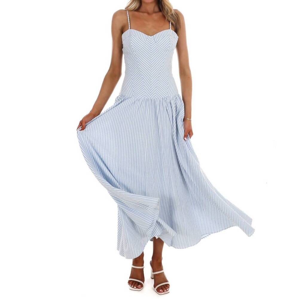 NEW TCEC oceanview striped maxi dress in light blue